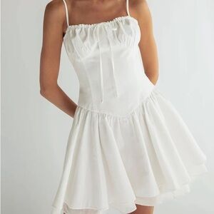 Oak + Fort Elegant White Spaghetti Strap Dress